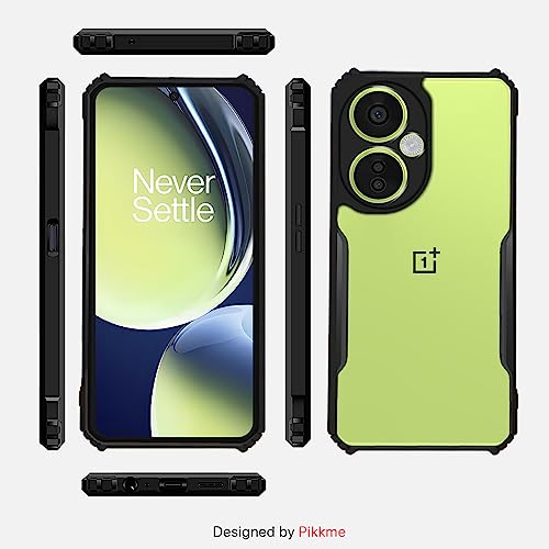 Image of Outlouders Back Cover for OnePlus Nord Ce 3 Lite 5G | Ultra Hybrid Transparent | Full Camera Protection | Raised Edge | Crystal Clear Bumper Case(Black)