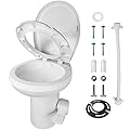 Mupera RV Toilet Kit, Upgraded Pedal Flush T-Type Water Outlets Gravity Flush Toilet with Flange(2025 New), with Damping Slow Down Toilet Seat and Cover for Motorhome RV