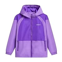 BuyiRen Boys Girls Waterproof Jacket Rain Jackets Hooded Raincoat Lightweight Mesh Lined Rain Coats for Kids, Purple, 14-16 Years