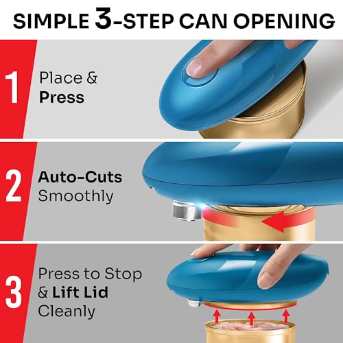 Image of MUELLER HOME SmoothEdge Auto Electric Can Opener, Blue | Battery-Operated, One-Touch w Magnet Lid Lifter, Smooth-Edge Cut Technology, Portable Hands-Free Automatic