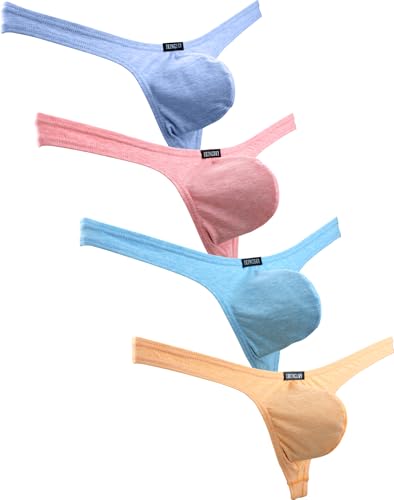 iKingsky Men's Cotton Thong Underwear Sexy Big Pouch T-Back Panties