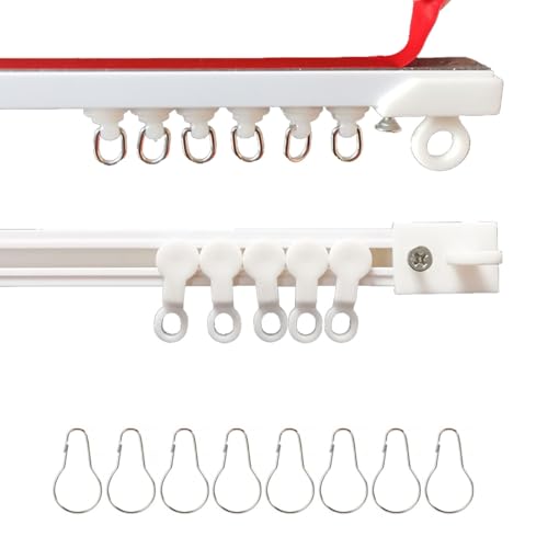 Riel de cortina autoadhesivo para techo o pared de 0,4 m a 8 m con rodillos silenciosos, ideal para cortinas, ventanas y separadores de habitaciones (blanco, 6,9 m)
