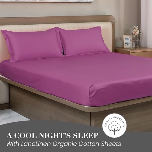 Image of LANE LINEN 400TC Super King Size Bedsheet with 2 Pillow Cases | 100% Cotton 3 Pc Bedding Set (2.74 M x 2.74 M) | Breathable & Wrinkle-Free | Sustainable & Eco Friendly Bedding Set (Violet)