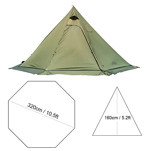 ERYUE Campingtent, 10,5 x 5,2 inch, campingtent met fornuis, jack, outdoor tipitent voor gezinnen, camping, rugzakreizen, wandelen - Afbeelding 3