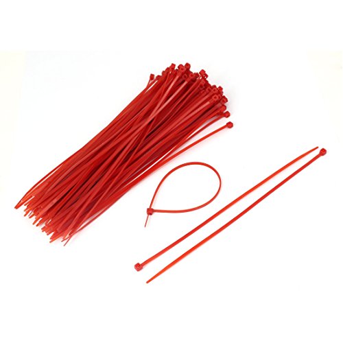 Aexit 3mm x Clamps 200mm Network Cable Cord Wire Zip Tie Wraps Red Strap Clamps 100 Pcs
