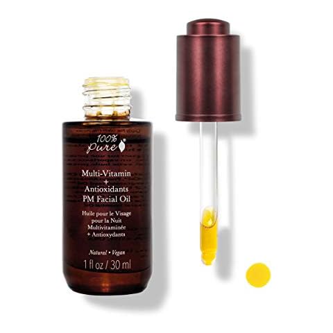 100% PURE Multi-Vitamin + Antioxidants PM Facial Oil, Anti-Aging Skin Care, Night Facial Oil, Anti-Wrinkle, Natural Face Moisturizer w/Retinol, Vitamin C, CoQ10-1 Fl Oz Cover