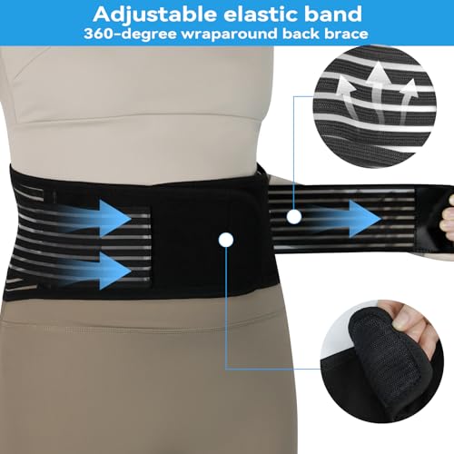 KkaFFe Back Support with Magnet, Tourmaline Magnetic Back Braces for Lower Back Pain Relief, Self Heating & Soothing Waist Band, Lumbar Support Belt for Herniated Disc/Sciatica (Medium)