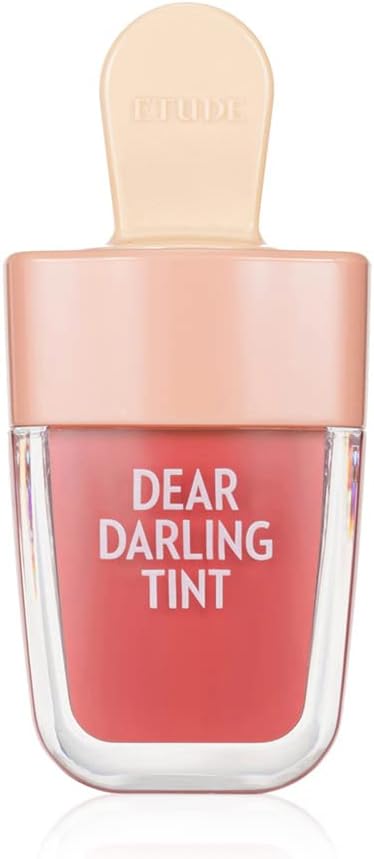 ETUDE HOUSE Dear Darling Water Gel Tint Ice Cream (OR205 Apricot Red) | Vivid High-Color Lip Tint with Minerals and Vitamins from Soap Berry Extract to Moisture Your Lips
