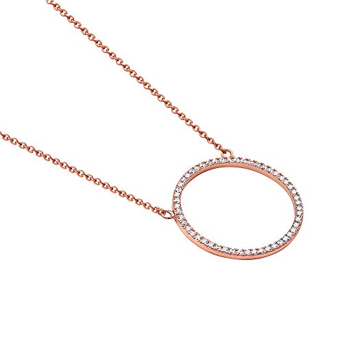 My Daily Styles 925 Sterling Silver Rose Gold-Tone Circle Of Life White Cz Pendant Necklace #TOP2