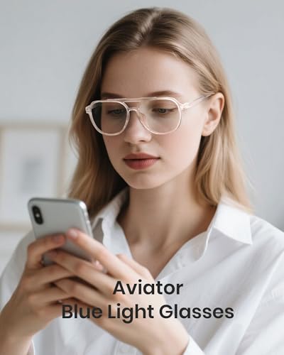 Image of Cyxus Aviator Blue Light Glasses for Women Men Reduce Eye Strain 8196 | Eye Protection,UV Protection,Retro Pilot Frame,Ideal for Office Work Daily Wear