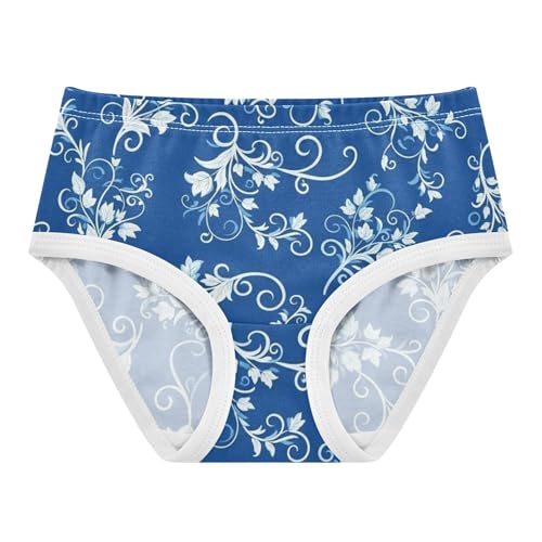Flower Toddler Underwear Floral 2t Cotton Girl Panties Cute White Blue Floral Flowers Kids Briefs Undies