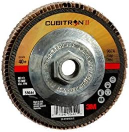 3M Cubitron II Flap Disc 967A - 40plus Grit Ceramic Precision Shaped Grain - Type 29 Quick Change Angle Grinder Disc - Giant - 4.5" x 5/8-11 Thread, 10 pack