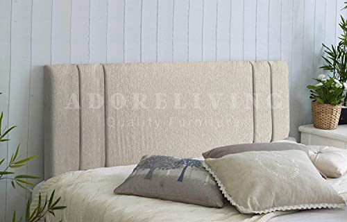 Divan Bed Headboard Rio Padded Chenille Fabric with Supplied Struts and Bolts (Ivory, Single 3 Feet, Height 20 Inches)