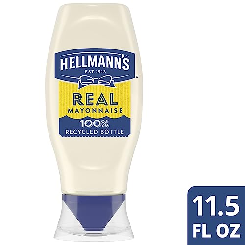 Hellmann's Real Mayonnaise Squeeze Bottle Made From 100% Recycled Plastic, No-Mess Cap, Condiment For Sandwiches, Salads, Mayo Made With Cage Free Eggs, Gluten Free, 11.5 Fl Oz (Pack Of 12) #TOP1