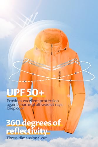 CREATMO US Women's Packable Waterproof Running Rain Coat Reflective Cycling Jacket Windbreaker With Detachable Hood4