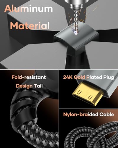 Nersligek Mini HDMI auf HDMI Adapter, 4K 60Hz Mini HDMI Adapter mit 3D HDR 18Gbps kompatibel mit DSLR, Camcorder, Laptop, Tablet, HDTV, Projektor, Kamera