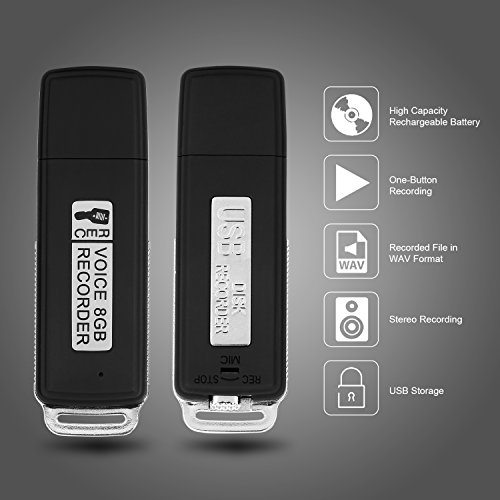 Digital Voice Recorder; Modea Portable Digital Usb Disk Audio Voice Recorder With U Flash Memory (8Gb)(Black) #TOP3