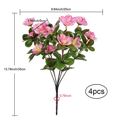 Gtidea Artificial Flowers For Outdoors Fake Flowers Azalea Flowers Silk Flowers Artificial Wildflowers Arrangements Diy Home Garden Table Patio Wedding Party Christmas Decoration (Pink,4Pcs) #TOP1