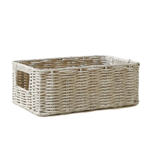 Yıkanabilir Gri PP Rattan Sepet 30 x 20 x 11 cm