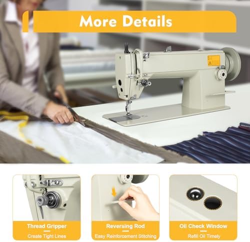 Industrial Sewing Machine 3000 S.P.M - Heavy Duty Leather & Fabrics Embroidery Machine for Thick Material Repair - Perfect for Professionals & DIY Enthusiasts