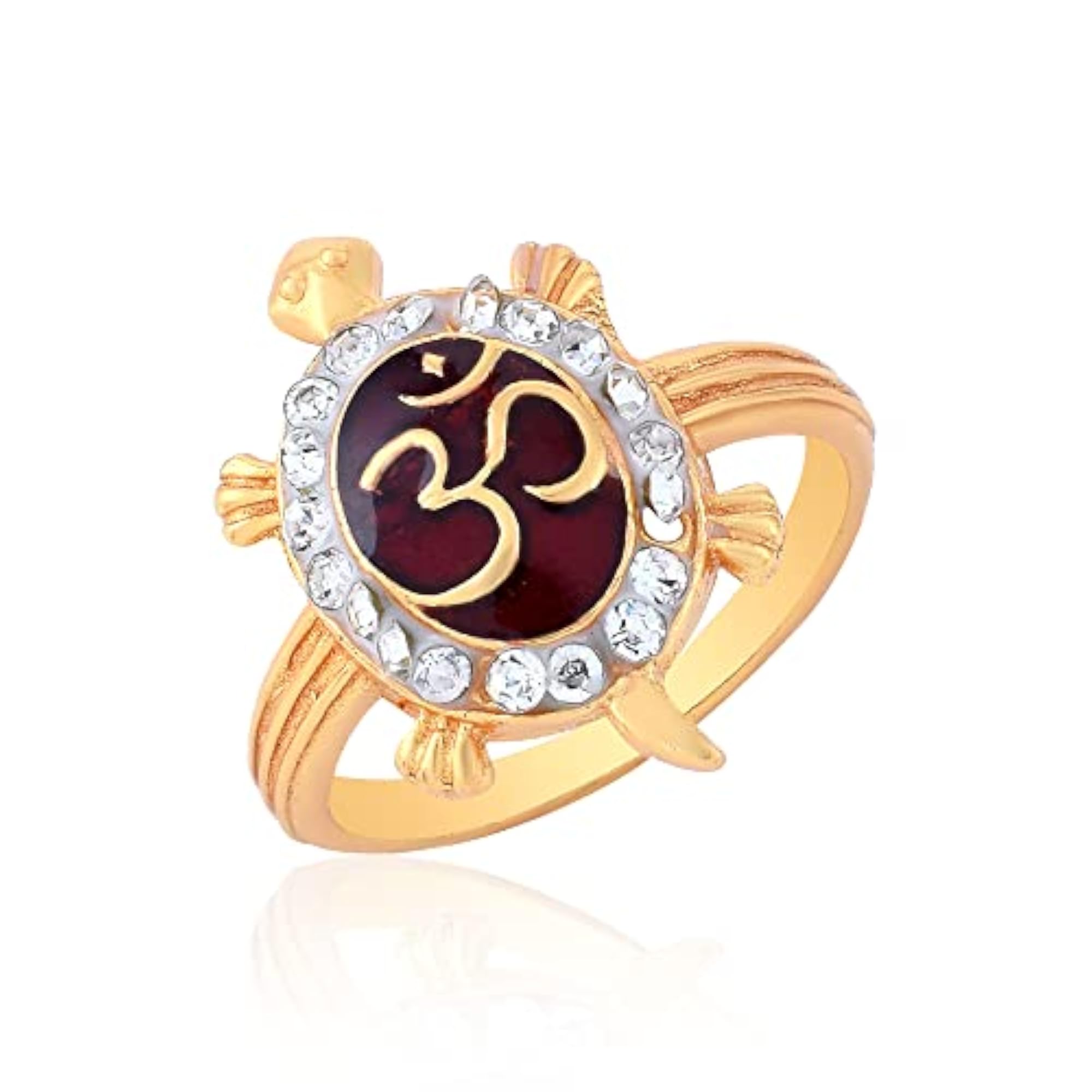 Gold Plated Brass Om Tortoise Adjustable Ring