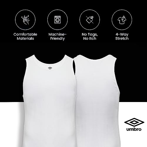 Umbro 6-Pack Men's Essential Tank Tops, Undershirts Breathable, Tagless, Cotton Mens T Shirt T Shir
