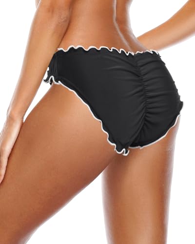 Image of Tempt Me Women Twist Bikini Bottom Moderate High Cut Bathing Suit Bottoms Ruched Swimsuit Bottom