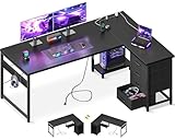 AODK L Shaped Gaming Desk with 4 Drawers, 61