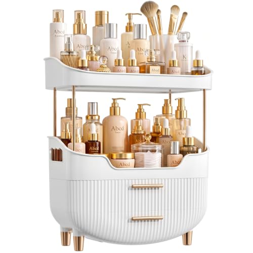 Image of caktraie 4-Tier Makeup Organizer Bathroom Countertop Storage White