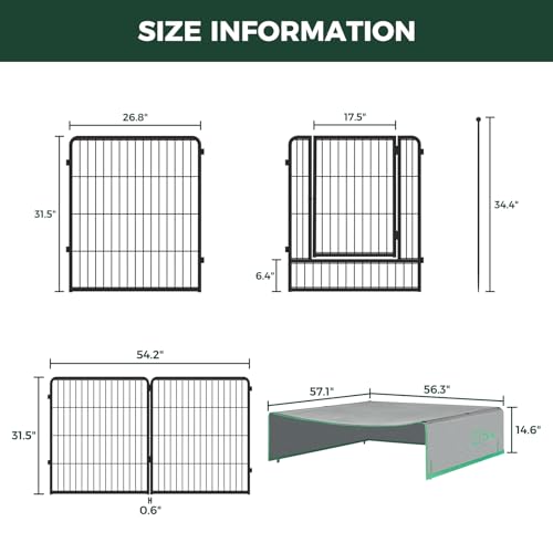 Image of FXW Instant Dog Playpen with Sun Shade, RV Camping, 32 inch H, 16 Panels