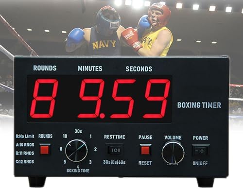 Big Screen Boxing Timer - Professional Adjustable Interval Timer for Muay Thai, Boxing, Taekwondo & Karate Training with Sound Alerts & Cycle Repetitions.