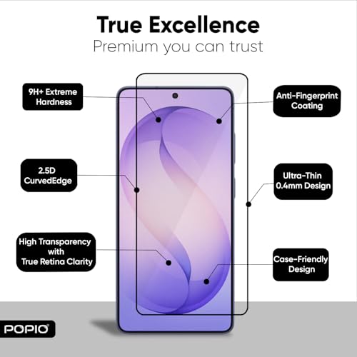 Image of POPIO Military-Grade Gorilla Tempered Glass Compatible For Samsung Galaxy S26 Ultra | 9H Hardness, Edge-to-Edge, Bubble-Free.
