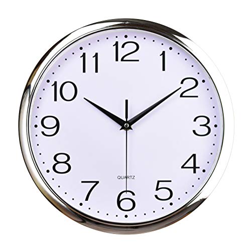 Outpicker Modern Wall Clock, 12 Inch/30 cm Silent Non-Ticking Battery-Powered Large Clock for Kitchen, Home Office, School