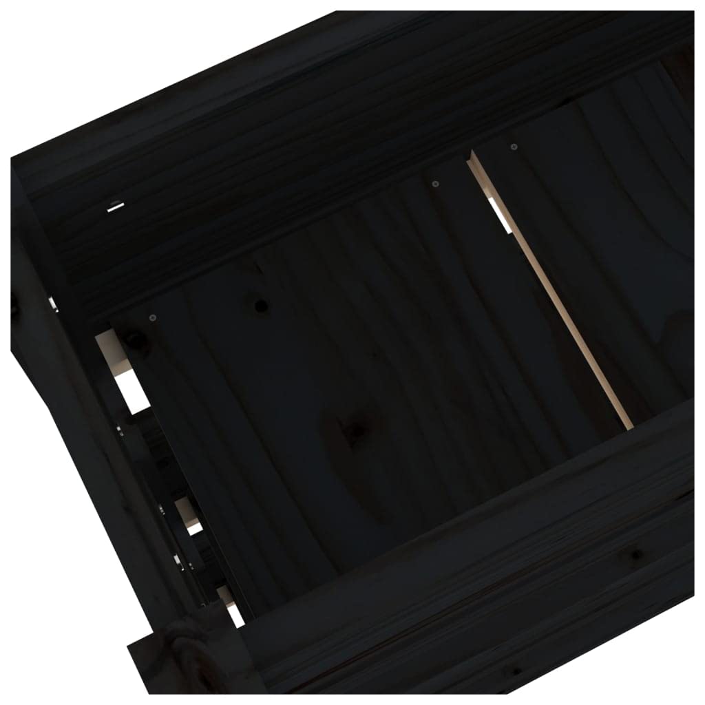 Pflanzkübel Schwarz 112x25x104,5 cm Massivholz Kiefer, 3 Etagen Hochbeet für Garten Balkon Terrasse & Wohnzimmer, Stabiles Blumenregal für Kräuter Blumen und Pflanzen