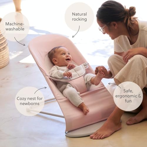 BabyBjörn Babywippe Balance Soft, Gewebt/Jersey, Hellrosa/Grau