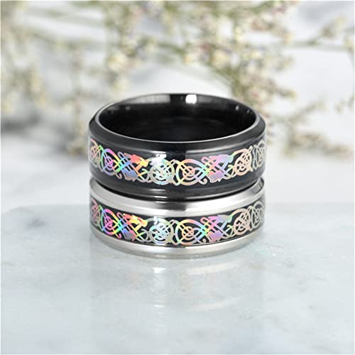 Image of HIJONES Unisex Carbide Fiber Celtic Dragon Spinner Ring Stainless Steel Wedding Spins Band