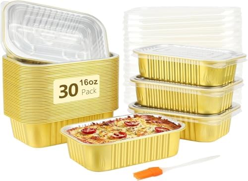 LATERN 30 Piezas Bandejas de Aluminio con Tapa, 500ml Molde de Al...
