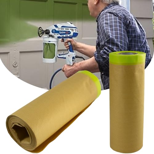 Image of 2PCS Paint Masking Paper, Painter's Tape and Drop Cloth, Automotive Paint Tape Roll, Various Paint Masking Papers for Car