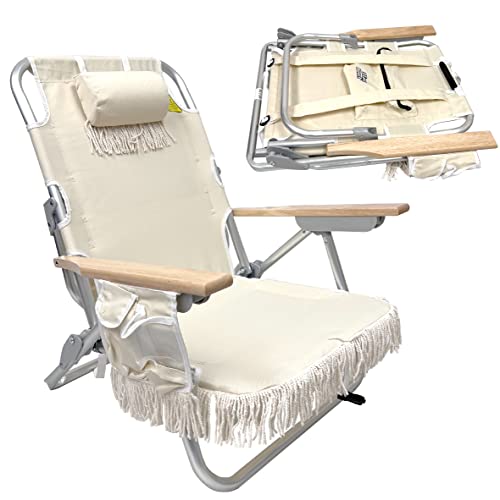 EasyGo Product Tassel Backpack Beach Chair 5 Positions and Cup Ho...