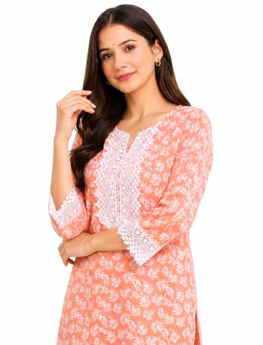 Image of Women's Pure Cotton Regular Fit Floral Printed A-Line Kurta