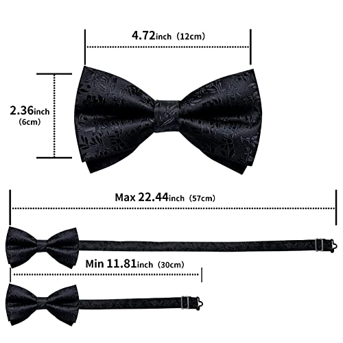 Image of DiBanGu Paisley Pre-Tied Bow Ties for Men Silk Adjustable Bowtie and Pocket Square Cufflinks for Wedding Party