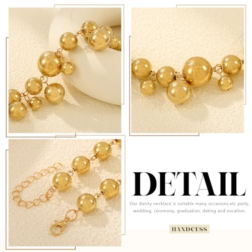 Handcess Boho Chunky Choker Halskette Gold Punk Perlen Halsketten Dicke Halskette Kette für Frauen