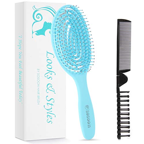Hair Brush, Hair Detangling Brush 100% Bio-Friendly Shower Detangler Hair Brush with Ultra-soft Bristles for All Hair Types for Men Women Kids Wet & Dry Hair, Glide Through Tangles with Ease