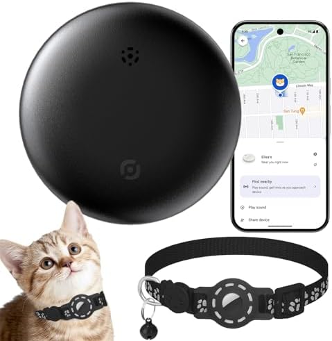 Android Tracker Tag Work with Google Find My Device (Android Only), No Monthly Fee Cat Tracker with Cats Collars - Location & Anti-Lost, Bluetooth Smart Tracker Tag Item Finders