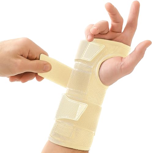 ZOFORE SPORT Premium Carpal Tunnel Wrist Brace Night Support – Wrist Brace for Carpal Tunnel with Metal Splint – Pain Relief for Men & Women - Right Hand - L/XL - Biege