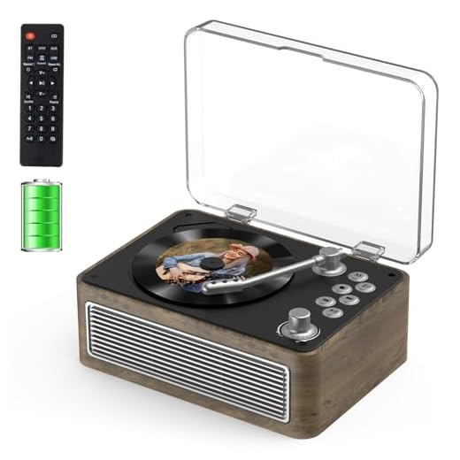 Gueray Reproductor CD Bluetooth Portátil con Altavoces 3600mAh Recargable Vintage para Hogar, Reproductor CD Retro Madera Roble Radio FM con Mando a Distancia, Soporta Reproducción USB AUX