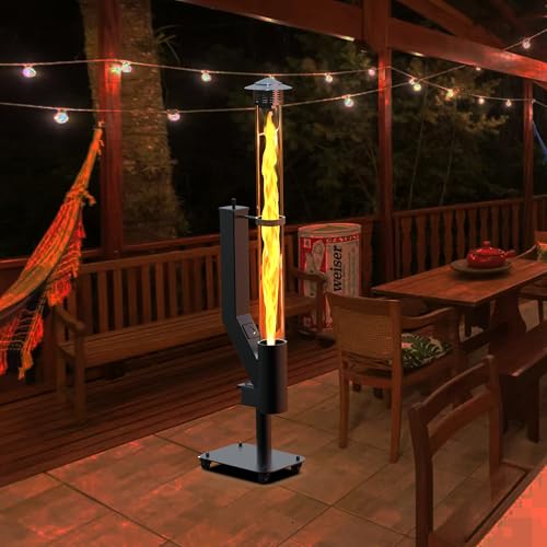Outdoor Pellet Fire Pit – Spiral Swirling Flame Column with Glass Tube, Creates Cozy Patio &...