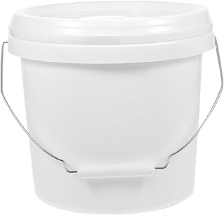SOLUSTRE 5l bucket with lid white buckets container with lid white paint industrial pails paint storage bucket camping pails 8L bucket with lid paint bucket 1 gallon bucket with lid outdoor