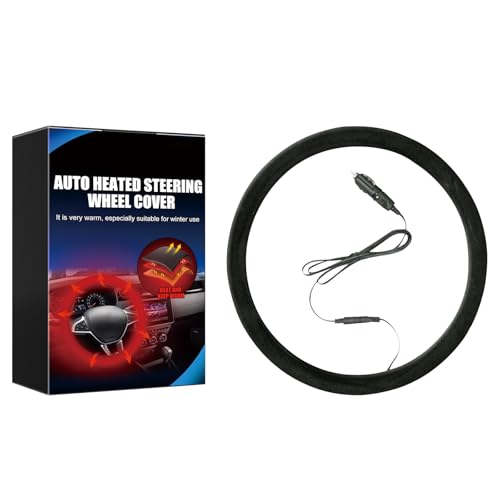 Heated Steering Wheel Cover 15 12V Steering Wheel Warmer Heated Steering Wheel Protector Cover for Winter Universal Suitable for Standard Size Cars Trucks Vans SUV1