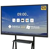 QQ CAT 65'' Smart Digital Whiteboard, Interactive Board 4K UHD Smartboard Touchscreen Display, Computer for Classroom and Business (Board + Black Stand)